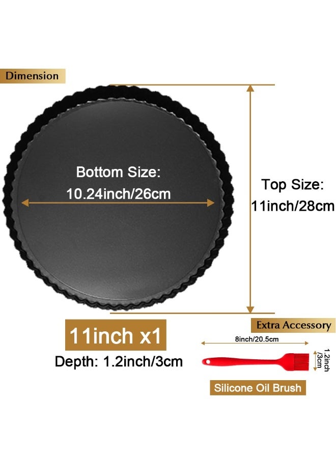 11 Inch Tart and Quiche Pan with Removable Bottom, Pie pans for baking, Non-stick Carbon Steel Quiche Pan for Pie, Mousse Cakes, Fruit and Desserts - Image 2